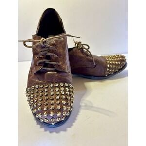 Steve Madden Texass Leather Womens Shoes‎ Size 9.5M Studded Detail